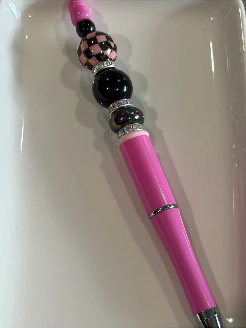 Pink Beaded Pen black ink